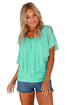 Mint Green Cold Shoulder Flutter Top